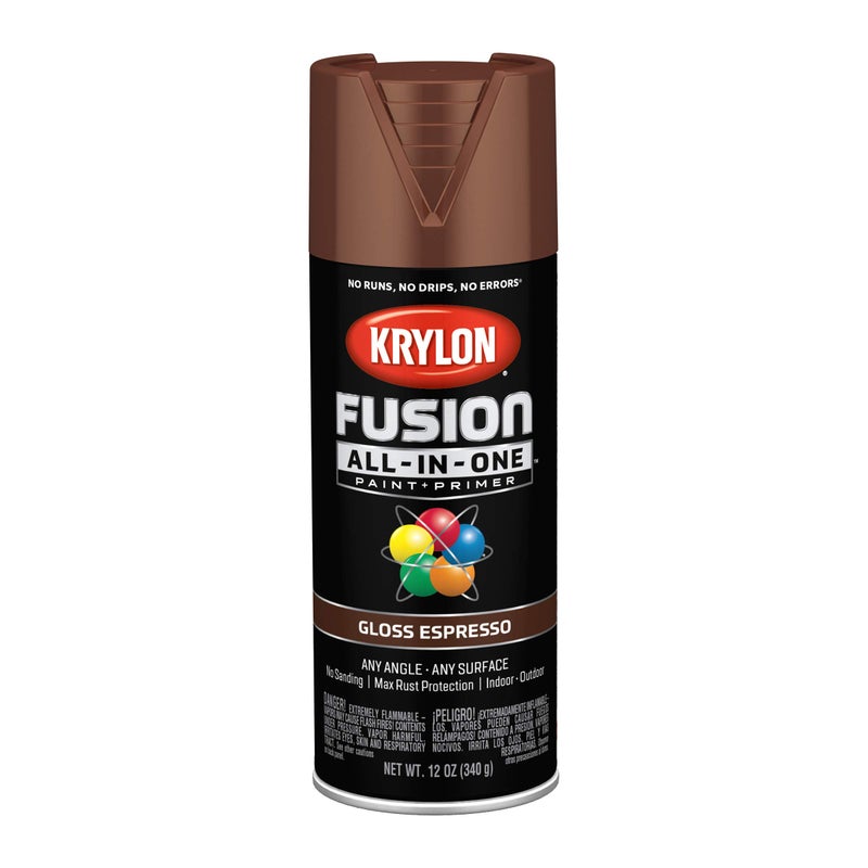 Krylon Fusion All-In-One Adhesive Spray Paint for Indoor/Outdoor Use, 12 oz, Espresso - Image 1
